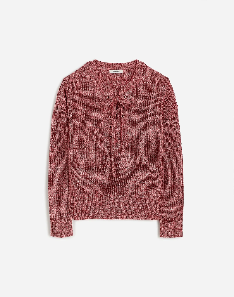 Marled Ribbed Lace-Up Sweater | Madewell