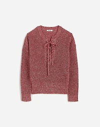 Marled Ribbed Lace-Up Sweater | Madewell