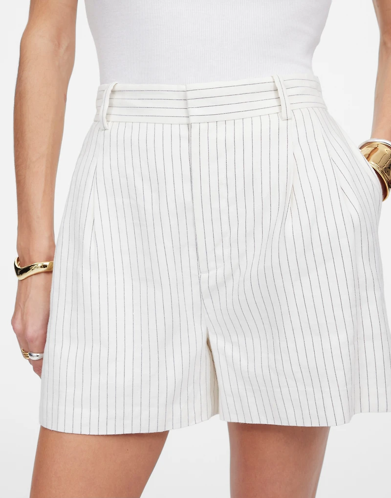 Pleated Trouser Shorts in Pinstripe Linen Blend | Madewell