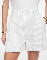 Pleated Trouser Shorts in Pinstripe Linen Blend | Madewell