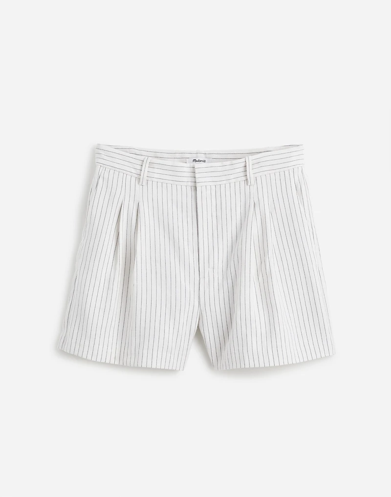 Pleated Trouser Shorts Pinstripe Linen Blend | Madewell