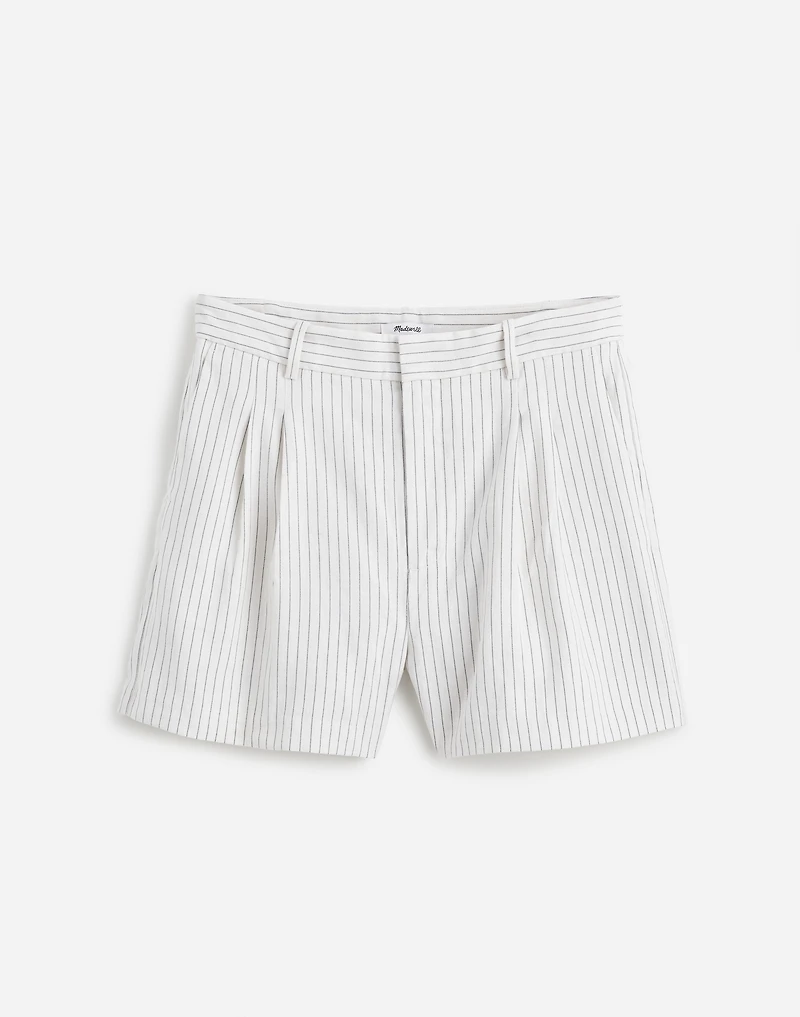 Pleated Trouser Shorts in Pinstripe Linen Blend | Madewell