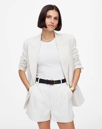 Pleated Trouser Shorts in Pinstripe Linen Blend | Madewell