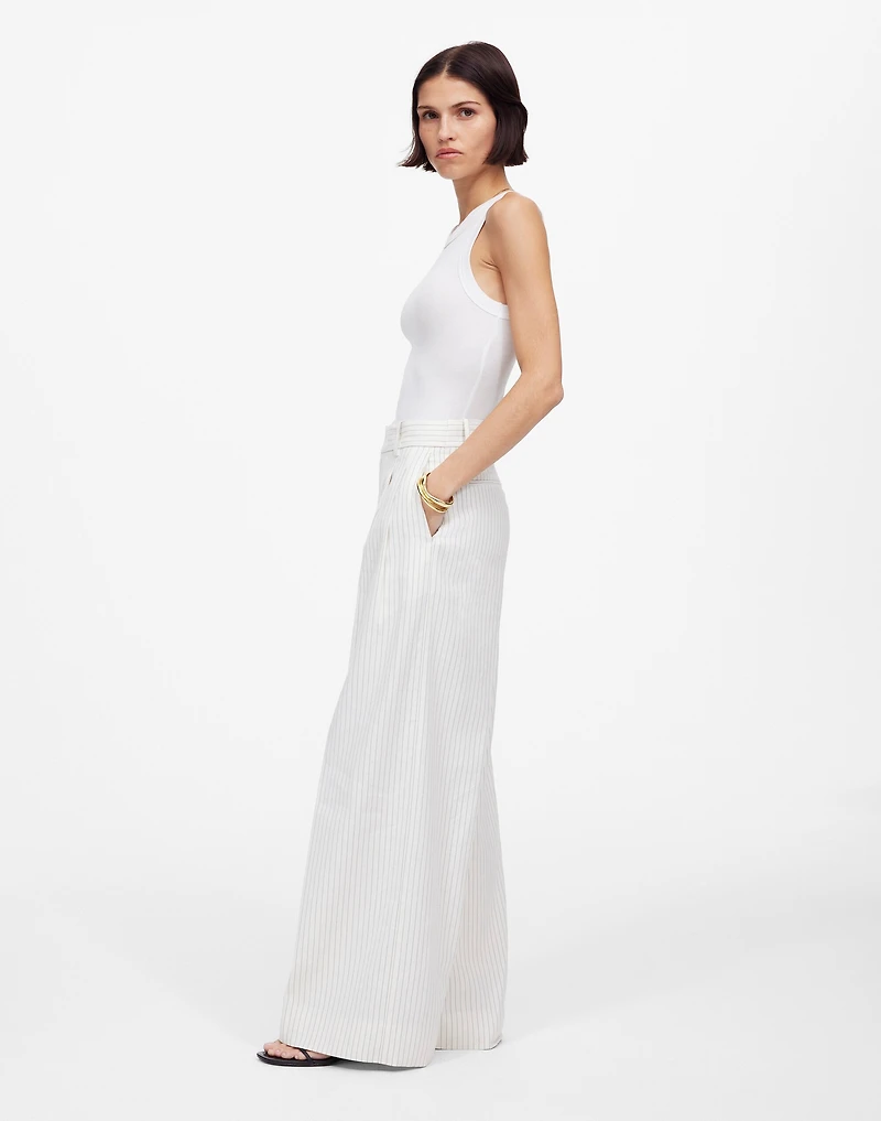 The Superwide-Leg Trouser Pinstripe Linen Blend | Madewell