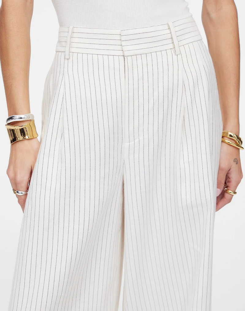 The Superwide-Leg Trouser Pinstripe Linen Blend | Madewell