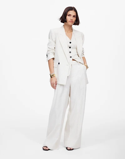 The Superwide-Leg Trouser in Pinstripe Linen Blend | Madewell
