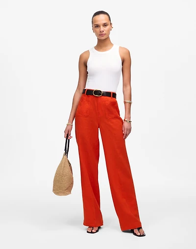 Patch Pocket Flare Pant 100% Linen | Madewell