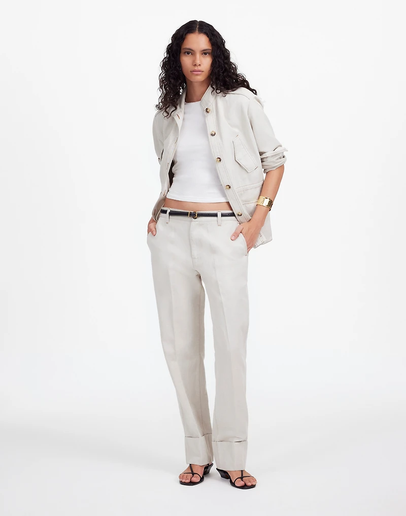 The Petite Dean Easy Straight Pant in Cotton-Linen Blend | Madewell