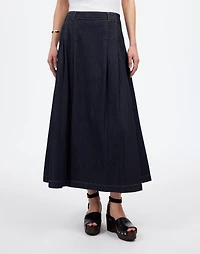 Pleated Denim Midi Skirt in Essex Wash | Madewell