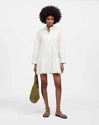 Bubble-Hem Mini Shirtdress Pinstripe Poplin | Madewell
