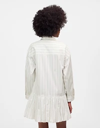 Bubble-Hem Mini Shirtdress Pinstripe Poplin | Madewell