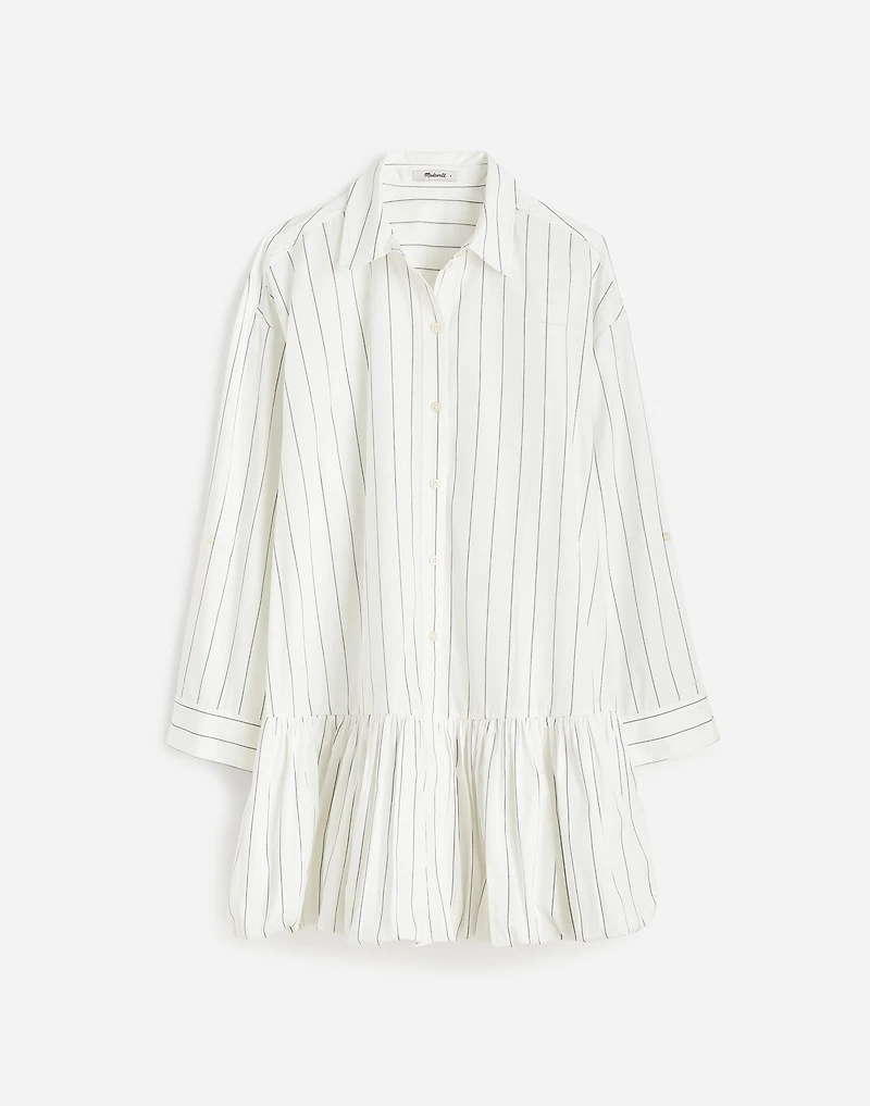 Bubble-Hem Mini Shirtdress Pinstripe Poplin | Madewell
