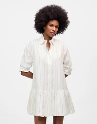 Bubble-Hem Mini Shirtdress Pinstripe Poplin | Madewell