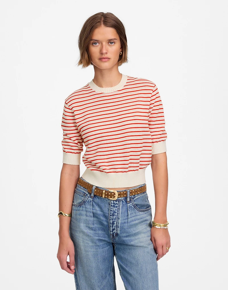 Textural-Stitch Cotton Sweater | Madewell