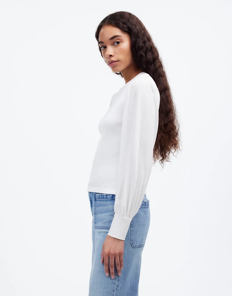 Ribbed Puff-Sleeve Top | Madewell