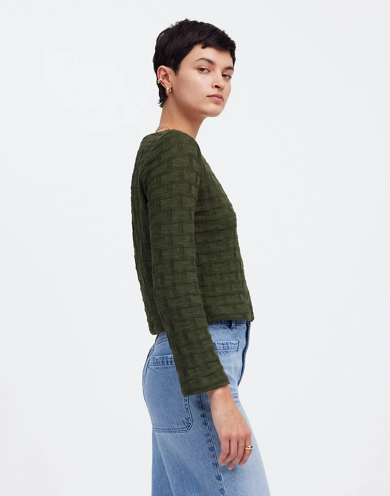 Basket-Weave Stitch Long-Sleeve Sweater Tee | Madewell