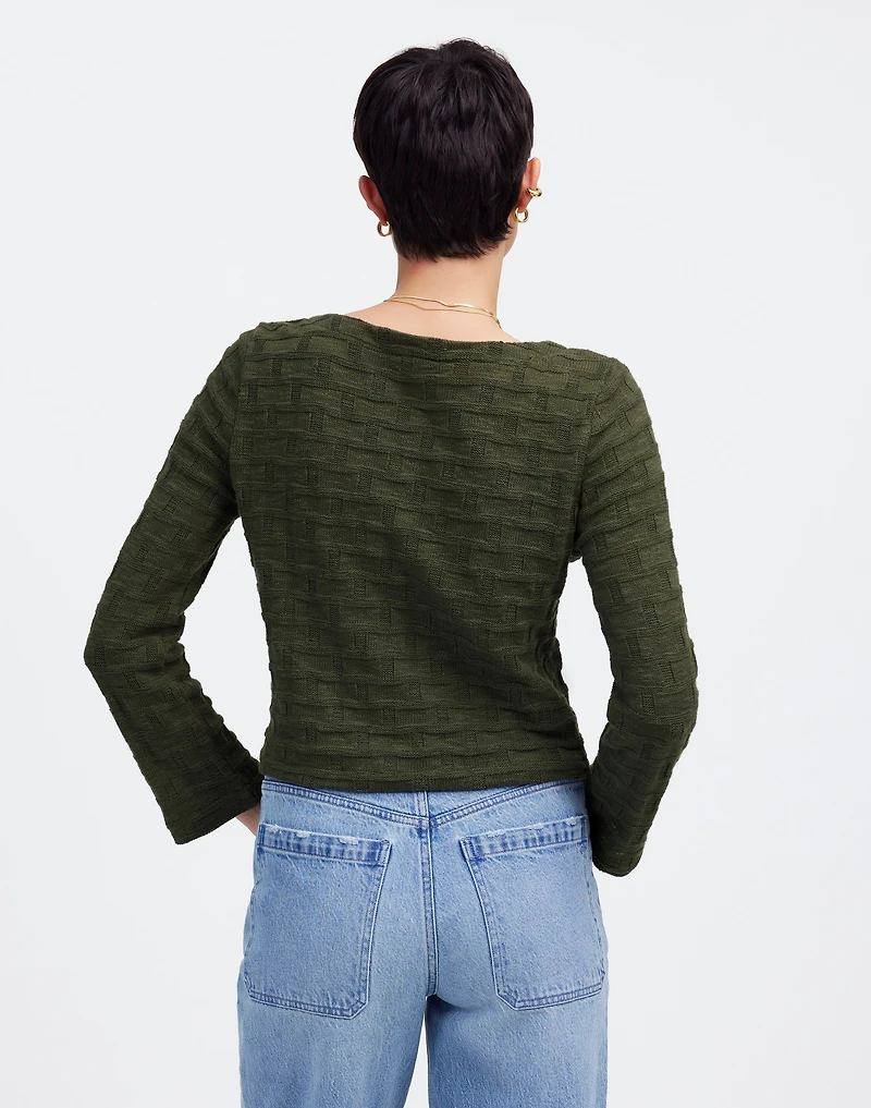Basket-Weave Stitch Long-Sleeve Sweater Tee | Madewell