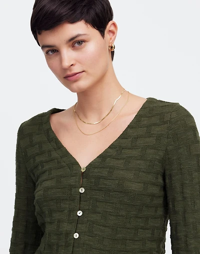 Basket-Weave Stitch Long-Sleeve Sweater Tee | Madewell