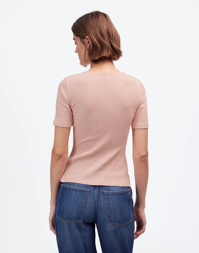 Ribbed Lace-Up Short-Sleeve Tee | Madewell