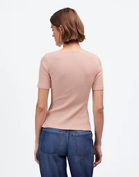 Ribbed Lace-Up Short-Sleeve Tee | Madewell