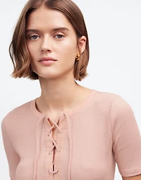 Ribbed Lace-Up Short-Sleeve Tee | Madewell