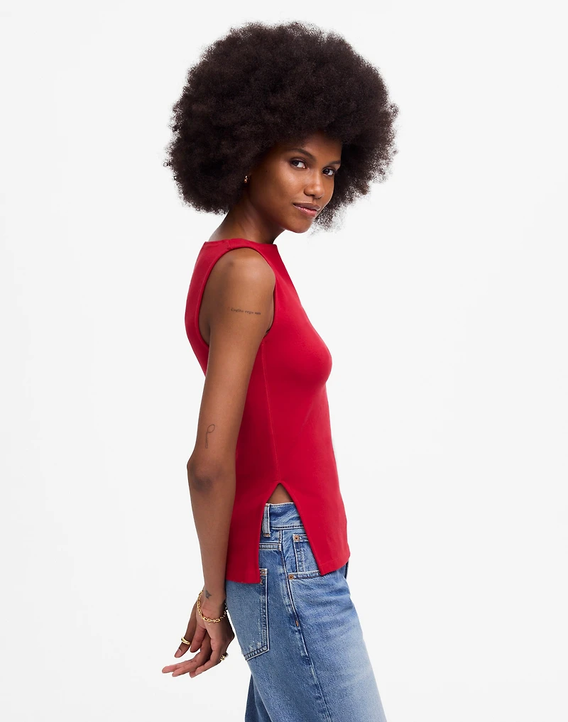 Sleeveless Boatneck Side Slit Tee | Madewell