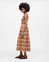 Smocked Boatneck Maxi Dress Plaid Seersucker | Madewell