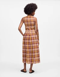 Smocked Boatneck Maxi Dress Plaid Seersucker | Madewell