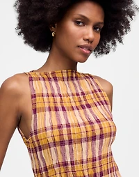 Smocked Boatneck Maxi Dress Plaid Seersucker | Madewell
