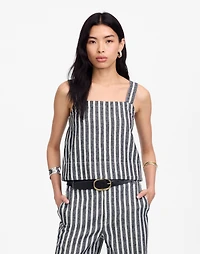 Squareneck Top Linen Blend Stripe | Madewell