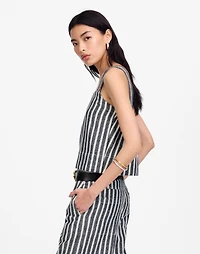 Squareneck Top Linen Blend Stripe | Madewell