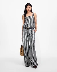 Squareneck Top Linen Blend Stripe | Madewell