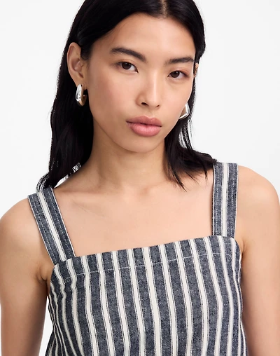 Squareneck Top Linen Blend Stripe | Madewell