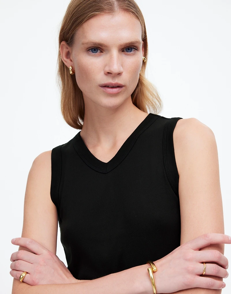 (Re)generative Cotton Ribbed High V-Neck Tank | Madewell