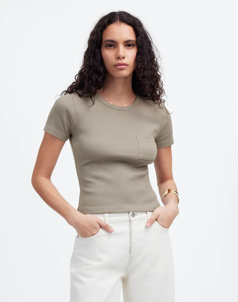 Garment-Dyed Ribbed Crewneck Pocket Tee | Madewell