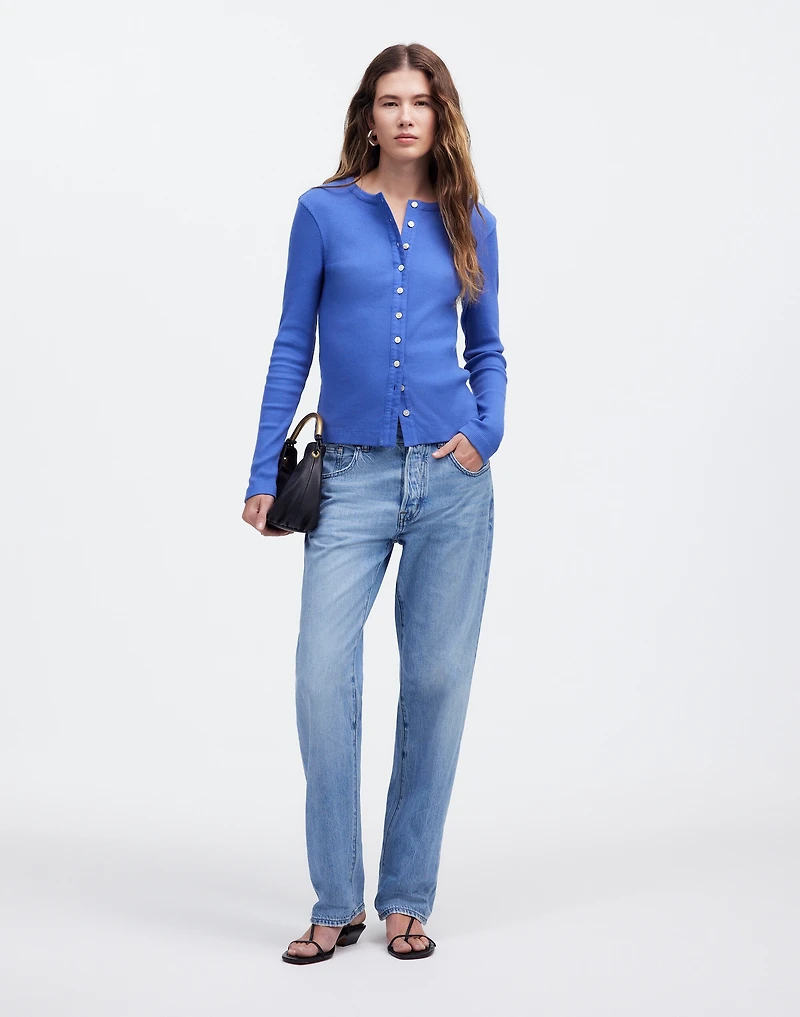 Garment-Dyed Ribbed Cardigan Tee | Madewell