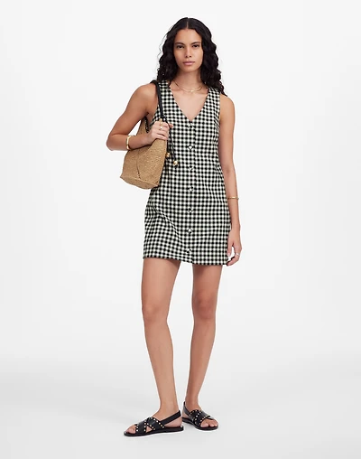 V-Neck Mini Vest Dress in Gingham | Madewell