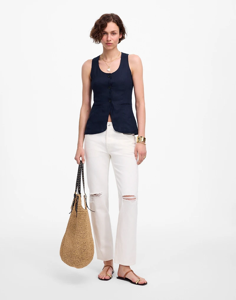 Linen Scoopneck Cutaway Vest | Madewell