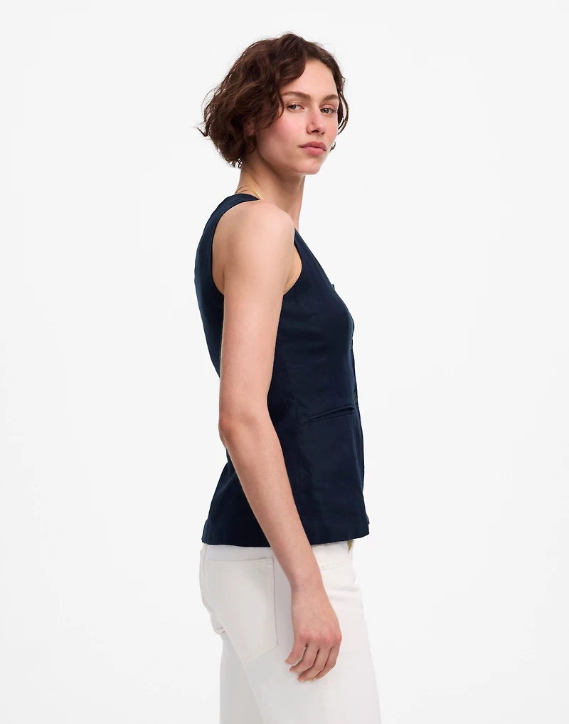 Linen Scoopneck Cutaway Vest | Madewell