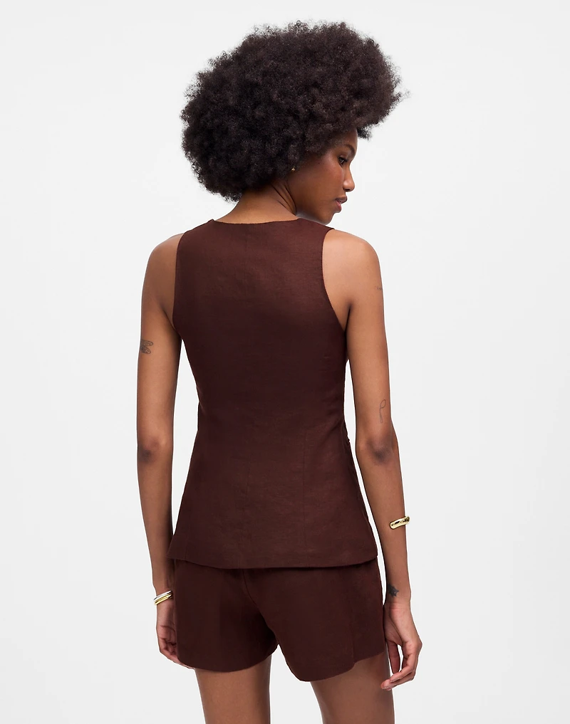 Linen Scoopneck Cutaway Vest | Madewell