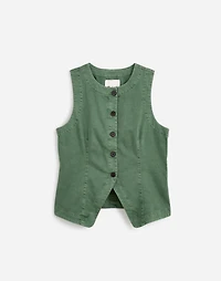 Twill Crewneck Vest Garment Dye | Madewell