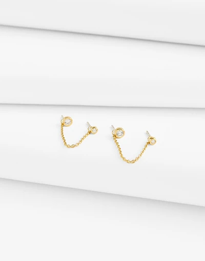 Demi-Fine Chain Double Stud Earrings | Madewell