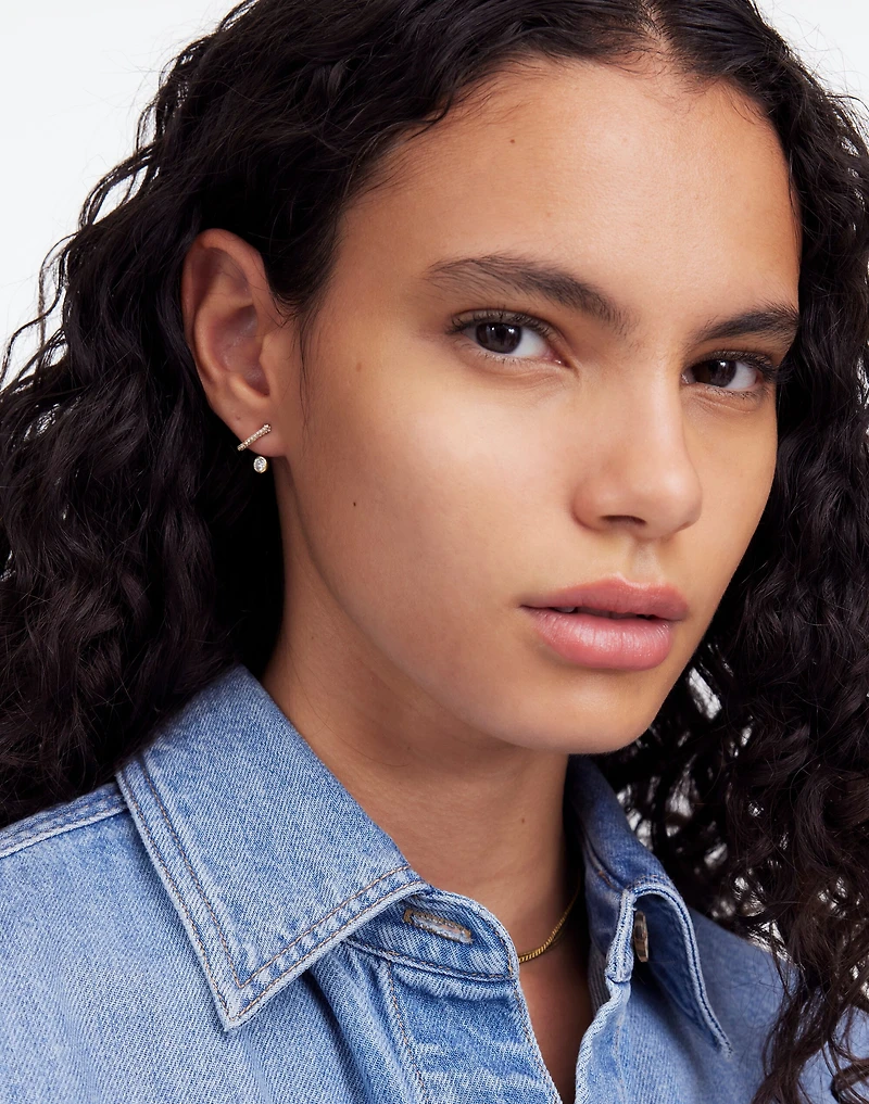 Demi-Fine Floating Crystal Huggie Hoop Earrings | Madewell