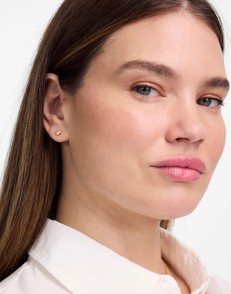 Demi-Fine Heart Crystal Stud Earrings | Madewell