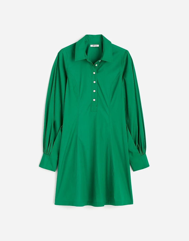 Seamed Long-Sleeve Mini Shirtdress in Poplin | Madewell
