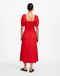 Smocked Puff Sleeve Midi Dress Poplin | Madewell