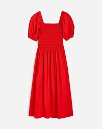 Smocked Puff Sleeve Midi Dress in Poplin | Madewell