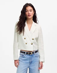 Double-Breasted Crop Blazer in 100% Linen | Madewell