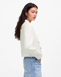 Double-Breasted Crop Blazer in 100% Linen | Madewell