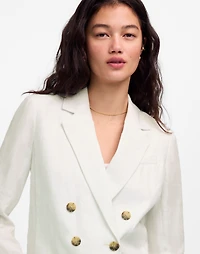Double-Breasted Crop Blazer in 100% Linen | Madewell